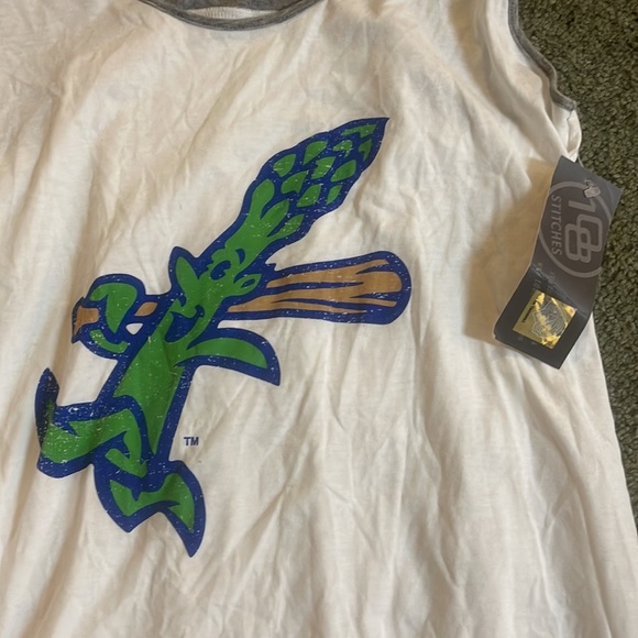 108 Stitches Size Large Stockton Ports Logo White & Grey Tank Top - Picture 2 of 5